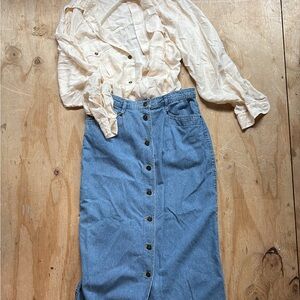 Long Denim Skirt Buttons VINTAGE